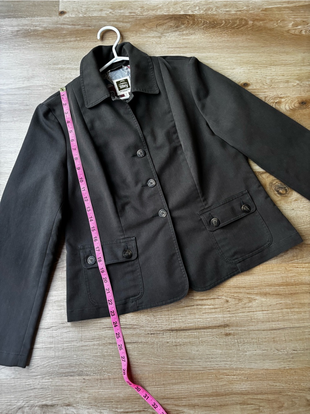 Tilley Olive Tailored Button-Front Blazer Jacket - Picture 7 of 12
